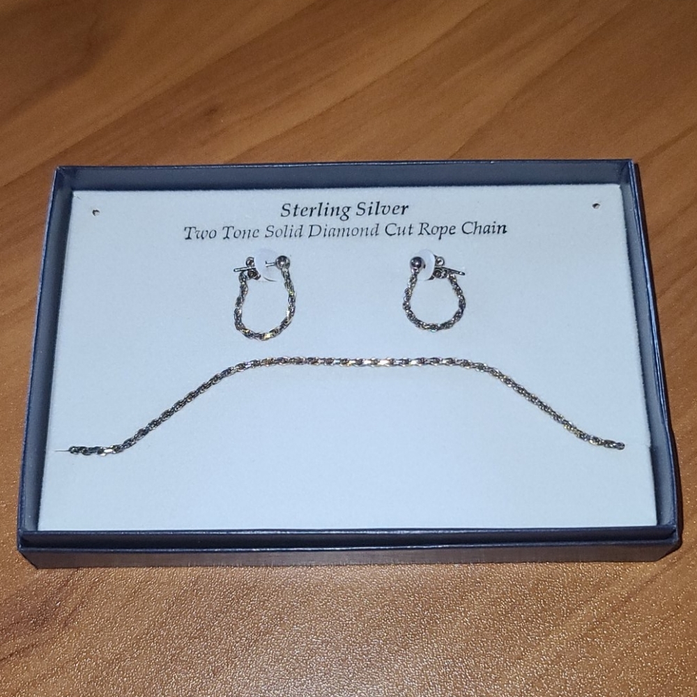 Sterling Silver earrings and necklace set.